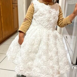 Jane and Jack White Rosette Flower Girl Dress 2t